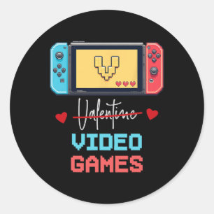 Funny Gamer Valentine's Day V Is For Valentine Vid Classic Round Sticker
