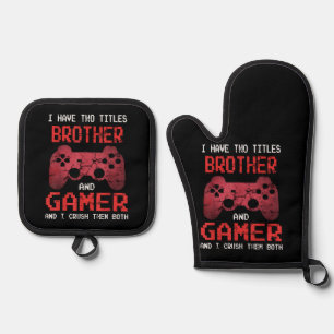 Funny Gamer Vintage Video Games For Boys Brother Oven Mitt & Pot Holder Set