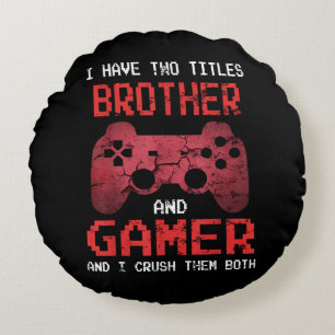 Funny Gamer Vintage Video Games For Boys Brother Round Cushion