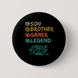 Funny Gamer Vintage Video Games For Boys Brother S 6 Cm Round Badge