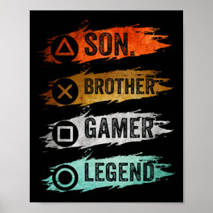 Funny Gamer Vintage Video Games For Boys Brother S Poster