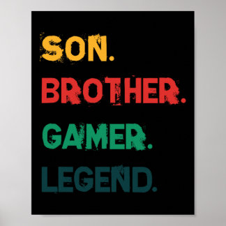 Funny Gamer Vintage Video Games For Boys Son Broth Poster