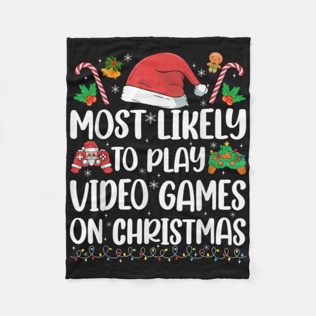 Funny Gamer Xmas Likely Play Video Games On Christ Fleece Blanket (Front)