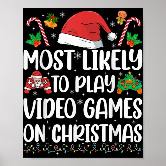 Funny Gamer Xmas Likely Play Video Games On Christ Poster (Front)