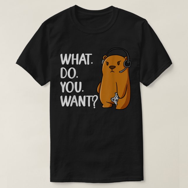 Funny Gaming Bear  T-Shirt (Design Front)