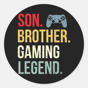 Funny Gaming Boys Girls Men Gamer Brother Video Ga Classic Round Sticker