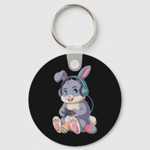 Funny Gaming Bunny Easter Gamer Rabbit Video Game  Key Ring