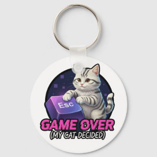 Funny Gaming Cat Gamer Gift - My Cat Decided Game Key Ring