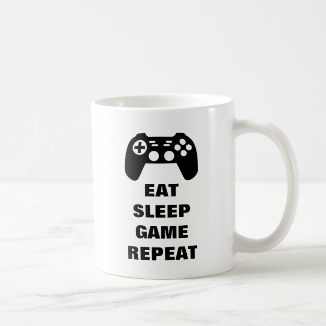 Funny gaming coffee mug | Eat sleep game repeat (Right)