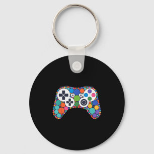 Funny Gaming Controller Polka Dot Video Gamers Dot Key Ring