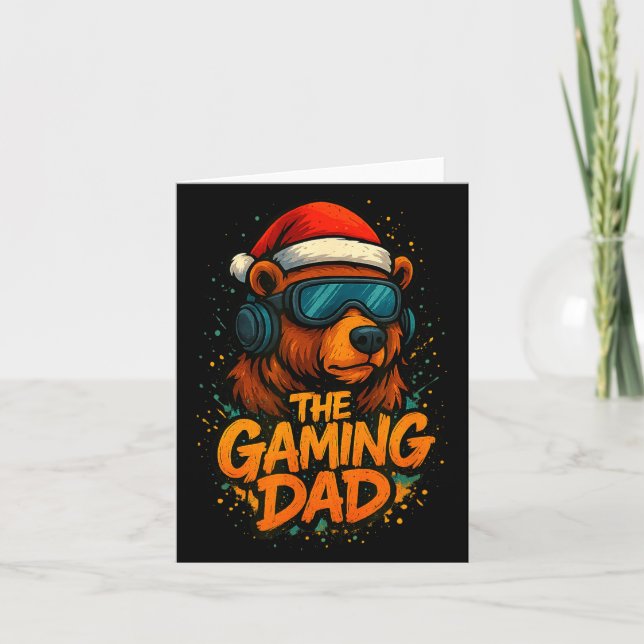 Funny Gaming Dad Christmas Outfit Gamer Gift  Card (Front)