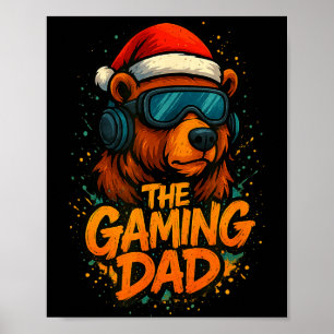 Funny Gaming Dad Christmas Outfit Gamer Gift Poster