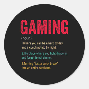 Funny Gaming Definition Classic Round Sticker