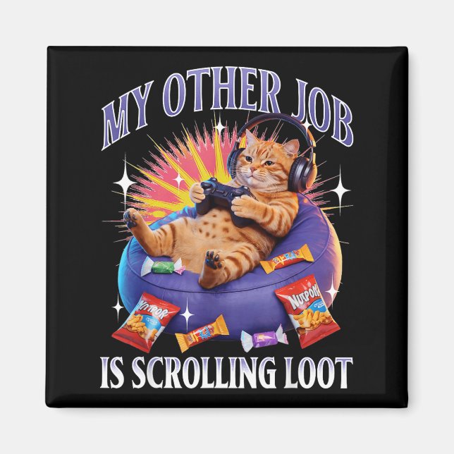 Funny Gaming Gamer Cat  Magnet (Front)