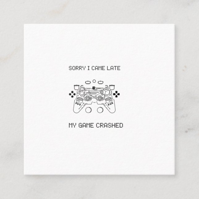 Funny gaming gamer_game crashed square business card (Front)