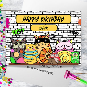 Funny Gangsta Cats Birthday Card
