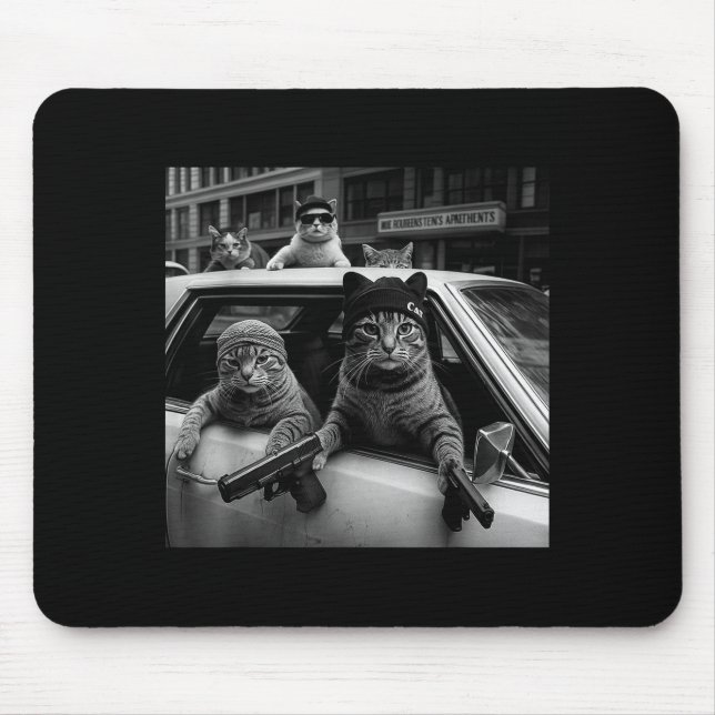 Funny Gangster Cats Men Women Lover Cat Street Gra Mouse Pad (Front)