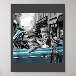 Funny Gangster Cats Street Design Poster