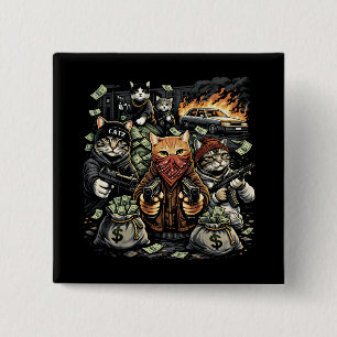 Funny Gangster Cats Street Feline Crew 15 Cm Square Badge