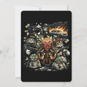 Funny Gangster Cats Street Feline Crew Invitation