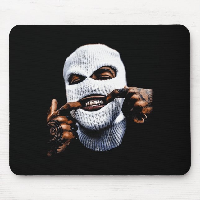 Funny Gangster Gangsta Hip Hop Hiphop Gold Teeth H Mouse Pad (Front)