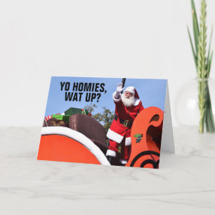 FUNNY GANGSTER SANTA CHRISTMAS CARDS