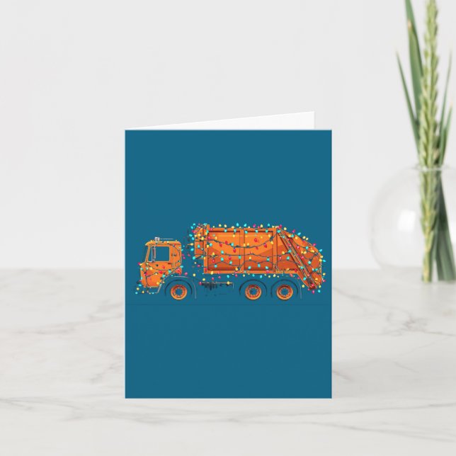 Funny Garbage Truck Christmas Graphics Lights Love Card (Front)