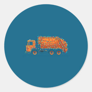 Funny Garbage Truck Christmas Graphics Lights Love Classic Round Sticker