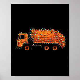 Funny Garbage Truck Christmas Graphics Lights Love Poster
