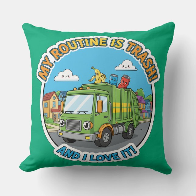 Funny Garbage Truck-Humor Decor Cushion (Front)