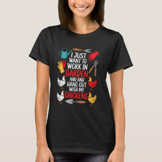 Funny Gardening Chickens Lover Garden Gardener Pla T-Shirt