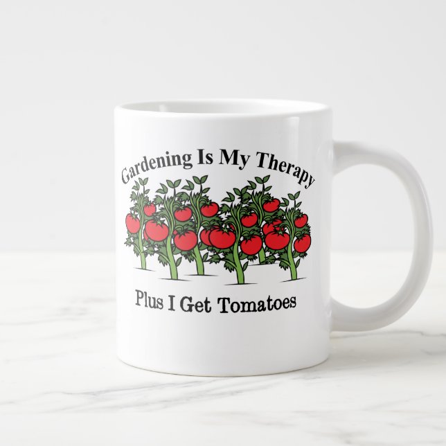 Funny Gardening Is My Therapy Large Coffee Mug (Right)