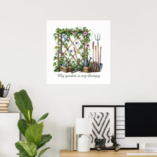 Funny gardening lovers therapy poster