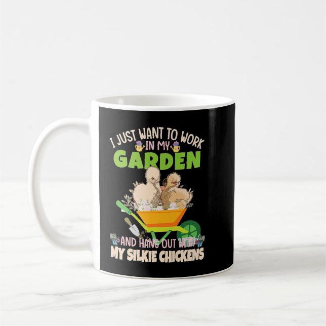 Funny Gardening Plant Lover Silkie Chicken Premium Coffee Mug (Left)
