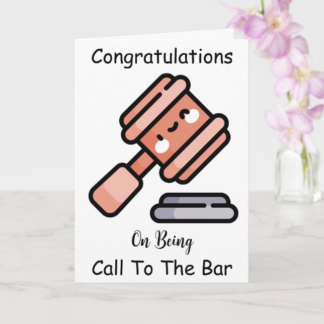 Funny gavel call to the bar congratulations cards (Orchid)