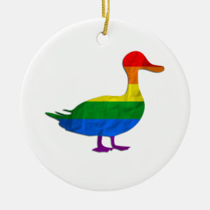 Funny Gay and Lesbian Pride Duck, Quack Quack Ceramic Ornament