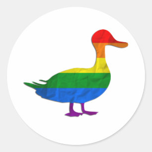 Funny Gay and Lesbian Pride Duck, Quack Quack Classic Round Sticker