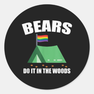 Funny Gay Camping Lgbt Pride Bears Classic Round Sticker