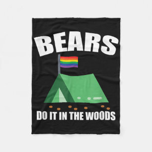 Funny Gay Camping Lgbt Pride Bears Fleece Blanket