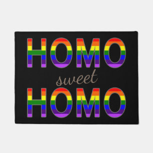 Funny Gay Homo Sweet Homo Rainbow Colours Doormat
