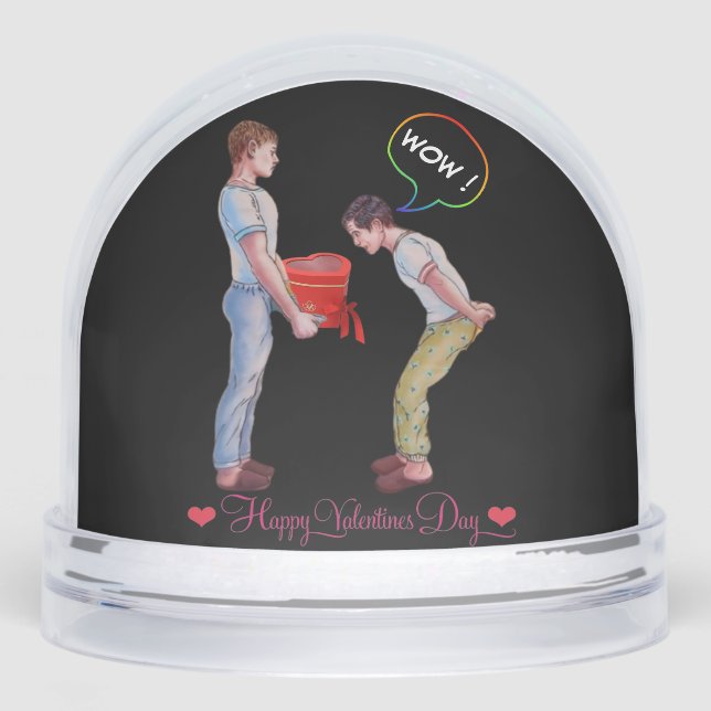Funny  Gay LGBTQIA Personalised Valentine Gift Snowglobe (Front)