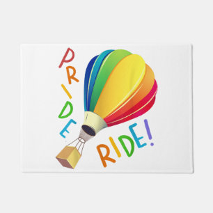 Funny Gay Pride Hot Air Balloon Rainbow Ride Gays Doormat