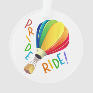 Funny Gay Pride Hot Air Balloon Rainbow Ride Gays Ornament