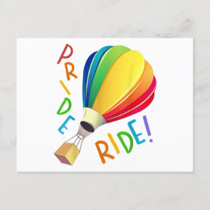 Funny Gay Pride Hot Air Balloon Rainbow Ride Gays  Postcard