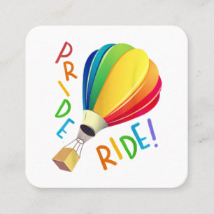 Funny Gay Pride Hot Air Balloon Rainbow Ride Gays Square Business Card