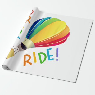 Funny Gay Pride Hot Air Balloon Rainbow Ride Gays  Wrapping Paper