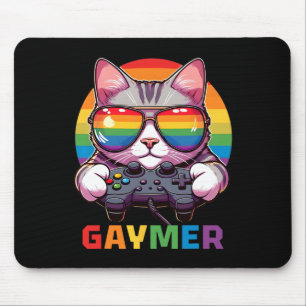 Funny Gaymer Cat Gamer Lgbtq Pride Rainbow Video G Mouse Pad