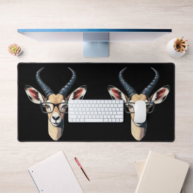 Funny gazelle face for safari and spectacles lover desk mat (Office 1)