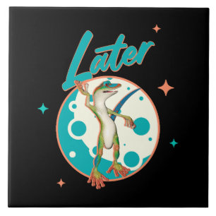 Funny Gecko Later Procrastination Humour Ceramic Tile
