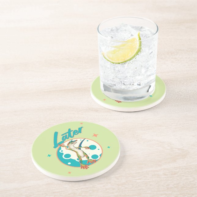 Funny Gecko Later Procrastination Humour Coaster (Side)